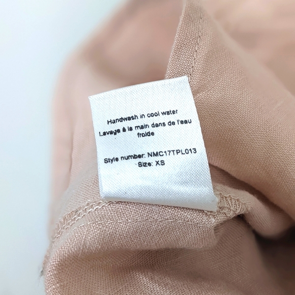 Cropped Spaghetti Strap Ruffled Blouse | 100% Linen | Blush Pink | Size XS - Picture 7 of 10